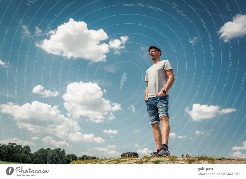 There's no time for the title |UT Dresden Human being Masculine Man Adults Life Nature Landscape Sky Clouds Sun Summer Beautiful weather Hill Stand