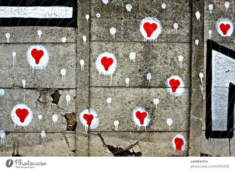 wall Berlin Cemetery Schöneberg Wall (barrier) Concrete Graffiti Illustration Media designer Heart Love Romance Declaration of love Emotions Spring fever Many