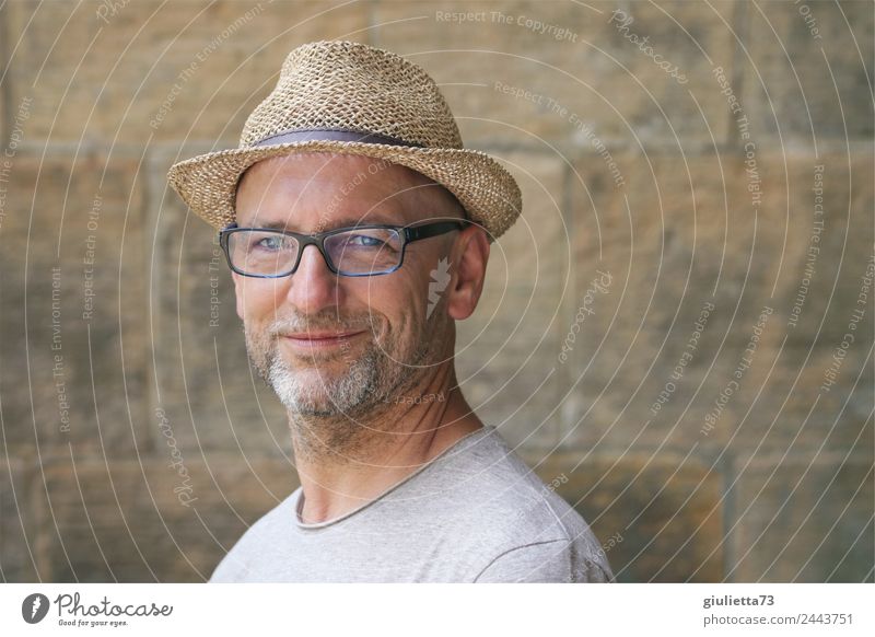 Beautiful smile | Summery, friendly portrait of a man with a hat| UT Dresden Masculine Man Adults Male senior Life 1 Human being 45 - 60 years Beautiful weather