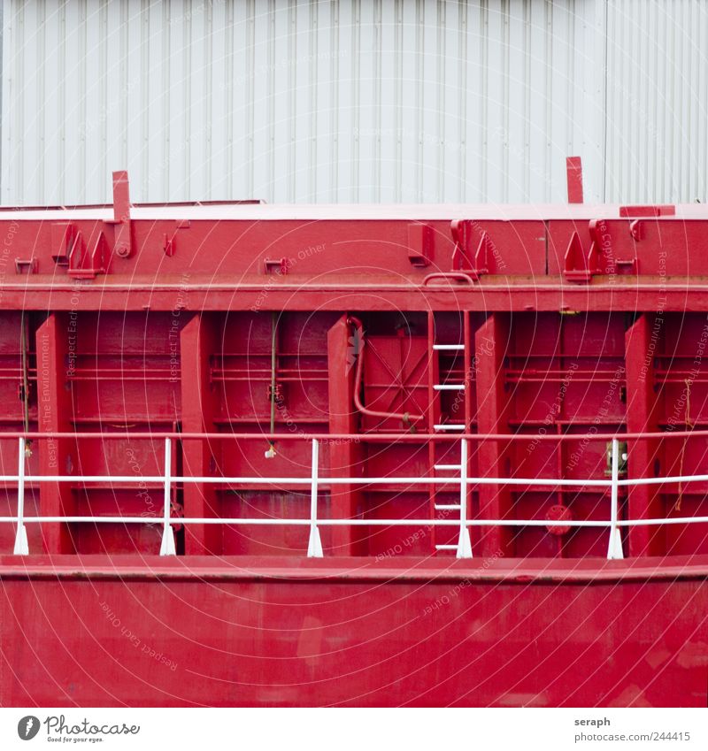 Ship Watercraft Red Hull striking Metal huge Massive Welding seam Iron plate Wall (building) Wall (barrier) Vacation & Travel Ladder part Deck Cruise