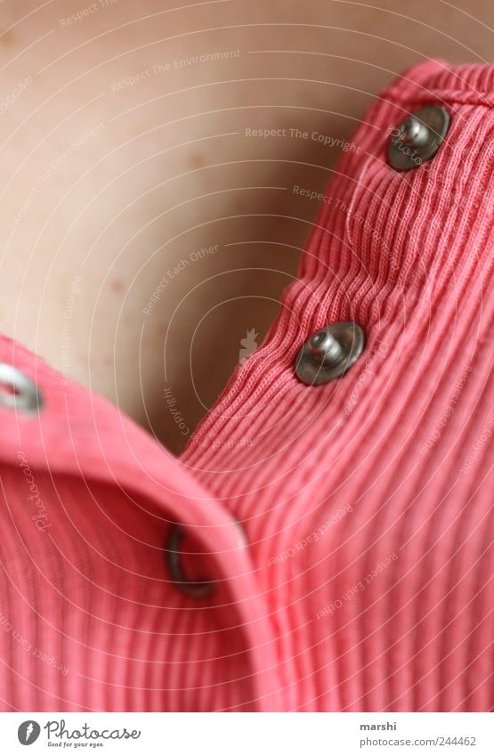 unbuttoned - buttoned up Human being Feminine Skin 1 Pink Ripple Buttons Closed push button Fine rib Cloth Detail Colour photo