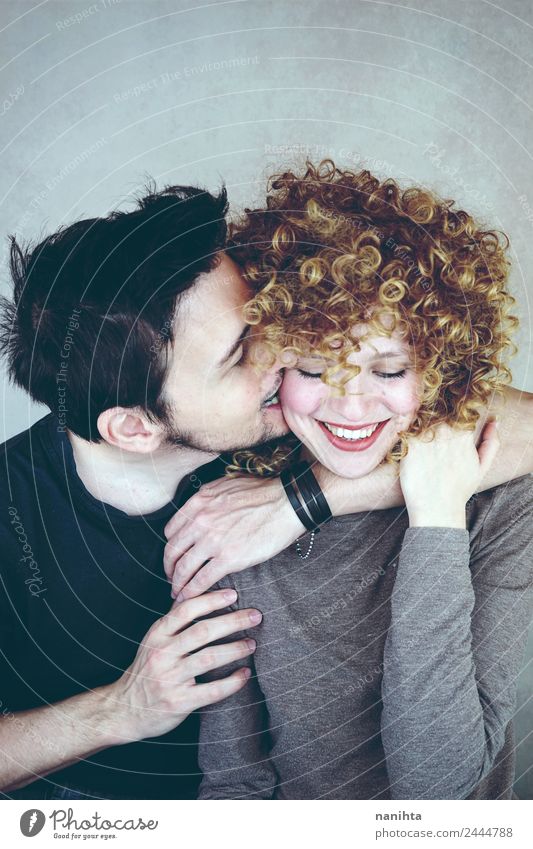 Young couple so happy together Lifestyle Joy Wellness Well-being Senses Valentine's Day Human being Masculine Feminine Young woman Youth (Young adults)