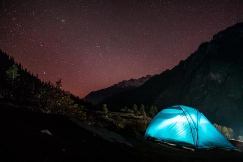 Mountain Camping Under Stars Leisure and hobbies Vacation & Travel Tourism Trip Adventure Freedom Expedition Cycling tour Hiking Nature Landscape Sky Night sky