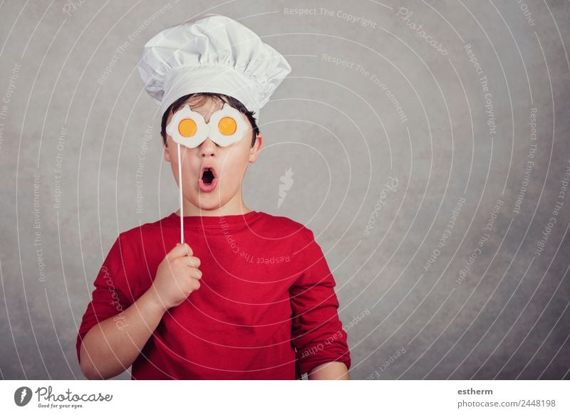 funny child with fried eggs in his eyes Food Nutrition Eating Lunch Dinner Diet Lifestyle Joy Kitchen Human being Masculine Child Toddler Boy (child) Infancy 1