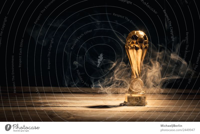 smoking football cup Sports Ball sports Sportsperson Cup (trophy) Success Soccer Smoke Master American Football Hot Fire Gold Shadow Colour photo Studio shot
