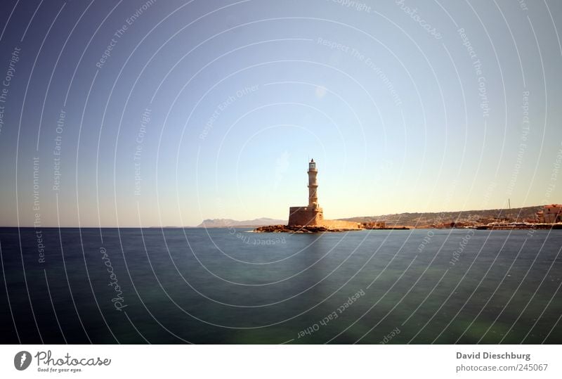 Lighthouse / Chania Vacation & Travel Far-off places Summer vacation Ocean Island Landscape Beautiful weather Tower Landmark Blue Brown Crete Cloudless sky