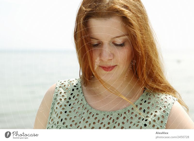 Portrait of a woman at the Baltic Sea Beautiful Harmonious Young woman Youth (Young adults) Adults Hair and hairstyles Face 18 - 30 years Landscape Horizon