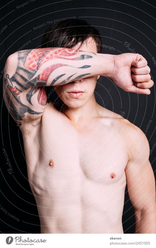 muscular guy with a tattoo on his arm Lifestyle Beautiful Carnival Sports Fitness Sports Training Sportsperson Success Human being Masculine Arm 1 18 - 30 years