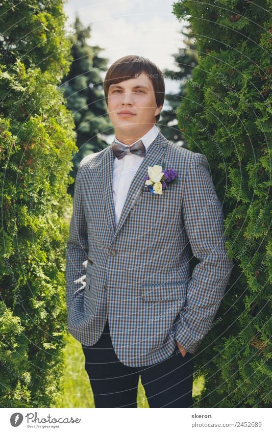 portrait of a stylish groom on the wedding day Human being Masculine Young man Youth (Young adults) Man Adults Hair and hairstyles Face Eyes Mouth 1