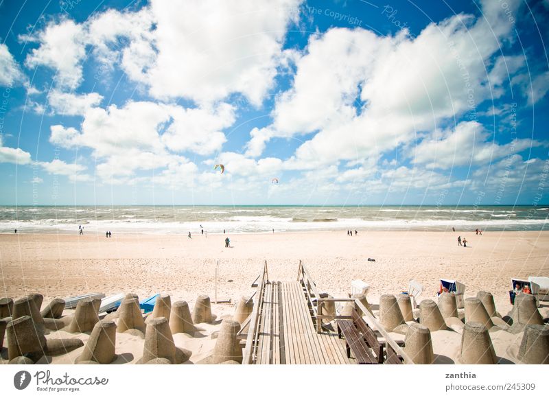 beach Landscape Sand Water Sky Clouds Horizon Summer Beautiful weather Waves Coast Beach North Sea Ocean Relaxation Vacation & Travel Tourism Germany Sylt