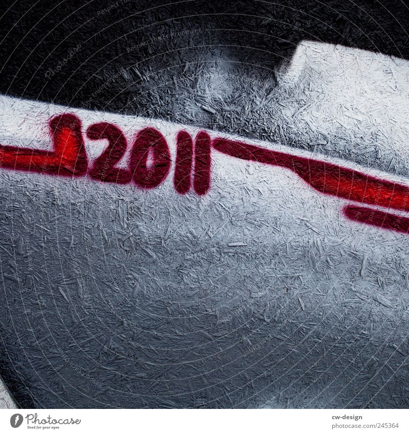 zeitgeist Lifestyle Decoration Characters Digits and numbers Graffiti Bright Hip & trendy Red Black White Beginning 2011 Year date Time Eternity Colour photo