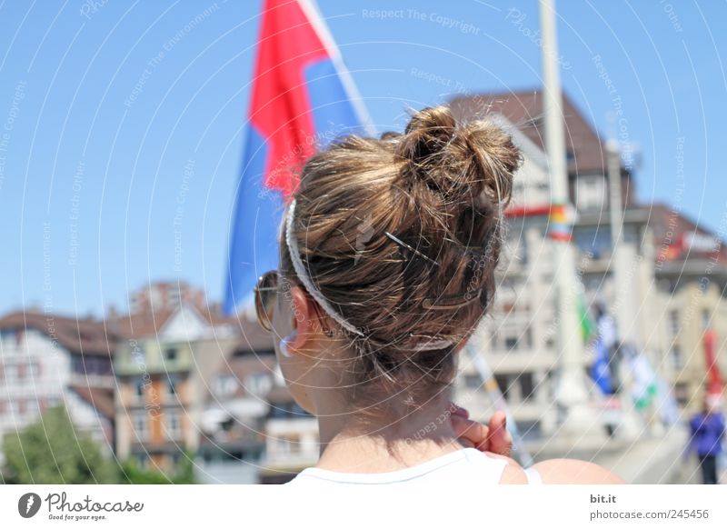 middle bridge - Basel Lifestyle Luxury Style already Hair and hairstyles Vacation & Travel Tourism Sightseeing City trip Human being Feminine Young woman