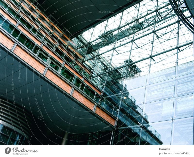 Light and Glass 2 Facade House (Residential Structure) Balcony Light and shadow Reflection Steel Worm's-eye view Potsdamer Platz Window Architecture Blue Colour