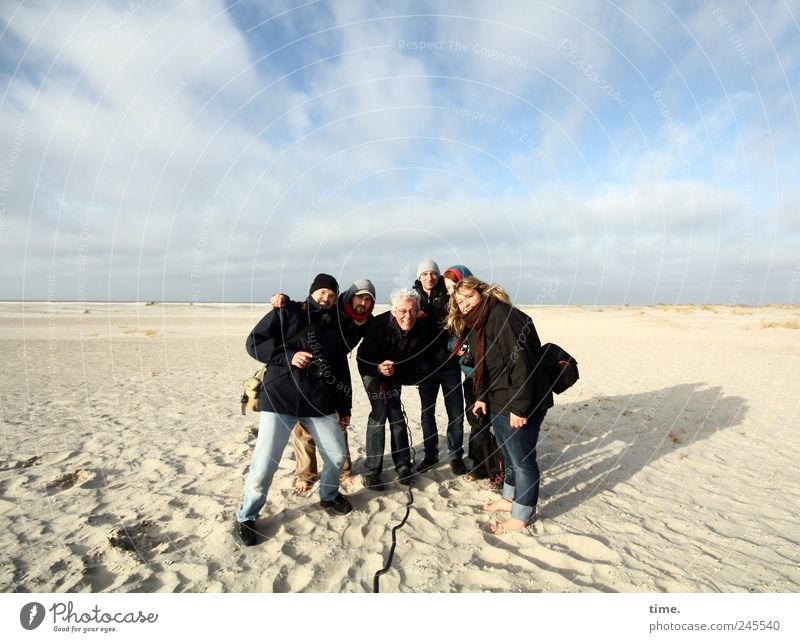 Spiekeroog | Alternative Company Outing Joy Leisure and hobbies Beach Island Human being Woman Adults Man 6 Group Sand Sky Clouds Coast Laughter Cold Many