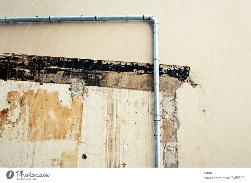 right angle Manmade structures Building Wall (barrier) Wall (building) Old Authentic Dirty Sharp-edged Broken Decline Past Transience Corner Rain gutter