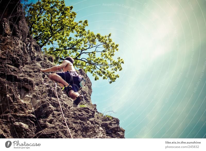 perfect sunday Leisure and hobbies Far-off places Freedom Climbing Mountaineering Masculine Man Adults Life 1 Human being Nature Elements Summer