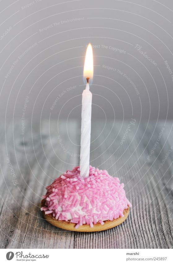 Happy birthday... Dessert Candy Nutrition Sweet Pink Birthday cake Birthday gift Birthday wish Candle Cookie Granules Small Surprise Fire Flame Colour photo