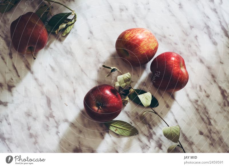Juicy apples, on marble table Food Fruit Apple Nutrition Breakfast Organic produce Diet Juice Style Table Group Nature Fresh Delicious Natural Red Raw marmol