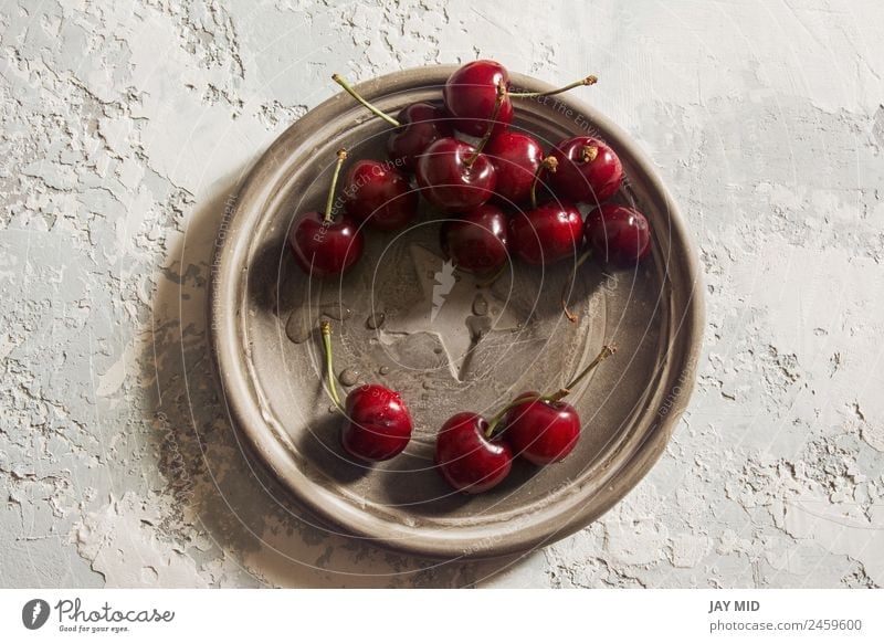 delicious cherries, overhead Food Fruit Dessert Nutrition Lunch Organic produce Vegetarian diet Plate Style Healthy Summer Table Nature Leaf Fresh Bright