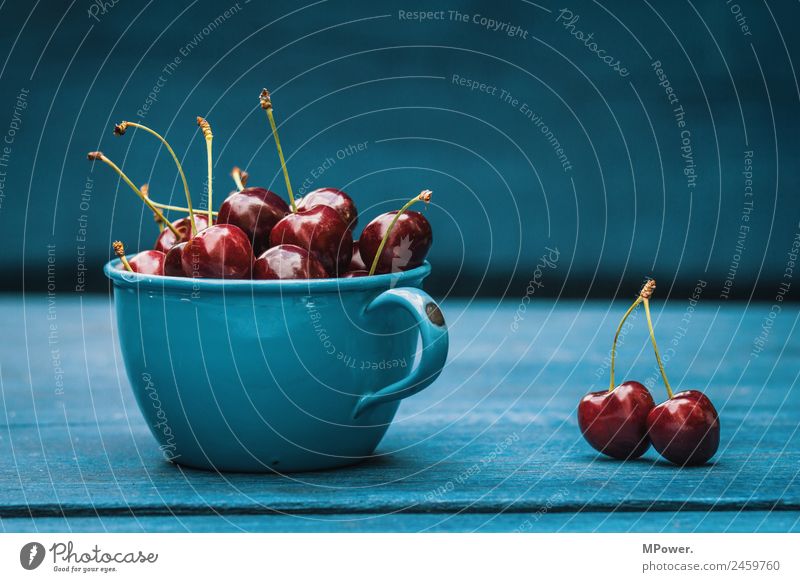 delicious sour cherries Cherry Food Fruit Beautiful Sweet Delicious Red Blue Cup Organic produce Fresh Crunchy Healthy Healthy Eating Vitamin-rich Wooden table