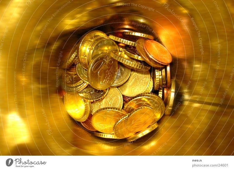 piggy bank Luxury Money Save Financial Industry Rich Yellow Gold Euro Money box Cent Colour photo Macro (Extreme close-up) Artificial light Flash photo