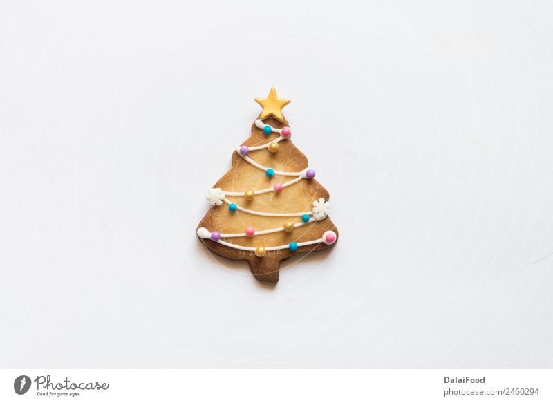 Christmas cookies tree isolated Bread Dessert Herbs and spices Joy Happy Winter Decoration Child Craft (trade) Culture Delicious Brown White Tradition alphabet