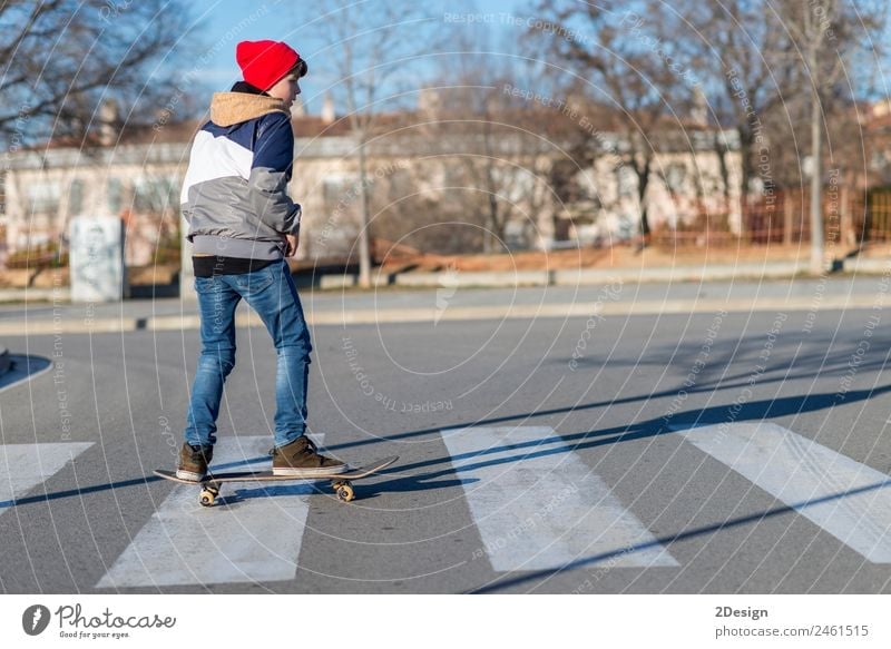 teenager practicing with skateboard at sunrise city Lifestyle Joy Relaxation Leisure and hobbies Summer Sports Child Human being Masculine Boy (child) Man