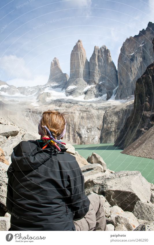 Contemplating Torres del Paine Mountain Hiking Climbing Mountaineering Landscape Beautiful weather Looking Serene Adventure Environment Vacation & Travel