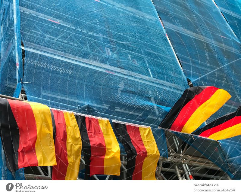 German flags on scaffolding Leisure and hobbies Playing Redecorate Feasts & Celebrations Sports Ball sports Fan Flag Hang Gold Black Euphoria Honor