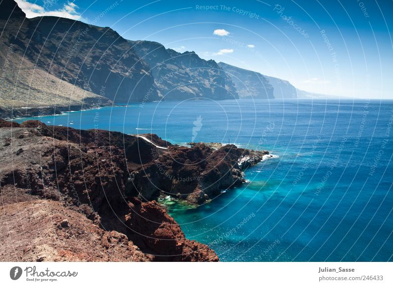 Blue, of course! Environment Nature Landscape Sand Water Sky Clouds Horizon Summer Beautiful weather Bay Reef Ocean Island Tenerife Vacation & Travel Spain