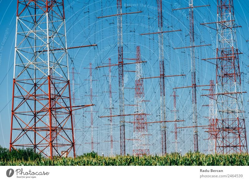 High Voltage Power Tower Electricity Post voltage Height transmission Energy Line Industry Pylon Technology Sky Structures and shapes Wire Supply Steel Metal