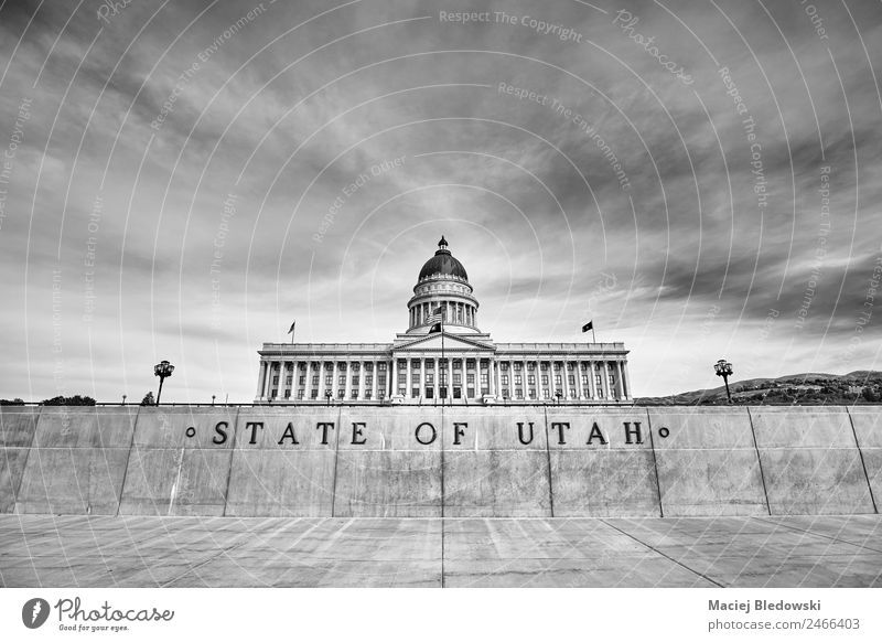 Utah State capitol building in Salt Lake City, USA. Sky Town Building Architecture Wall (barrier) Wall (building) Facade Tourist Attraction Landmark Old Black