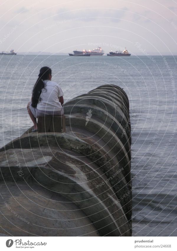 wanderlust or homesickness? Wanderlust Homesickness Grief Watercraft Ocean Woman Sadness Looking Loneliness