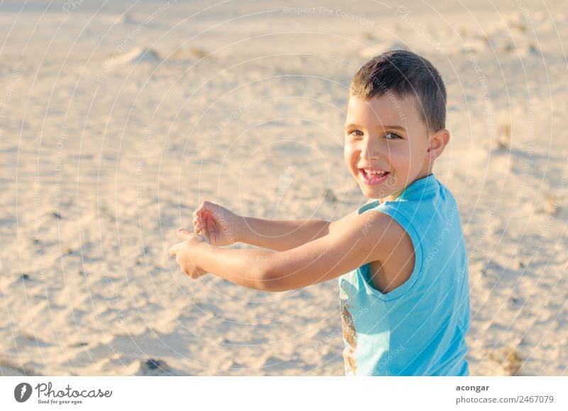 Child playing with sand on the dunes Joy Happy Relaxation Playing Vacation & Travel Summer vacation Island Human being Masculine Boy (child) Infancy Body 1