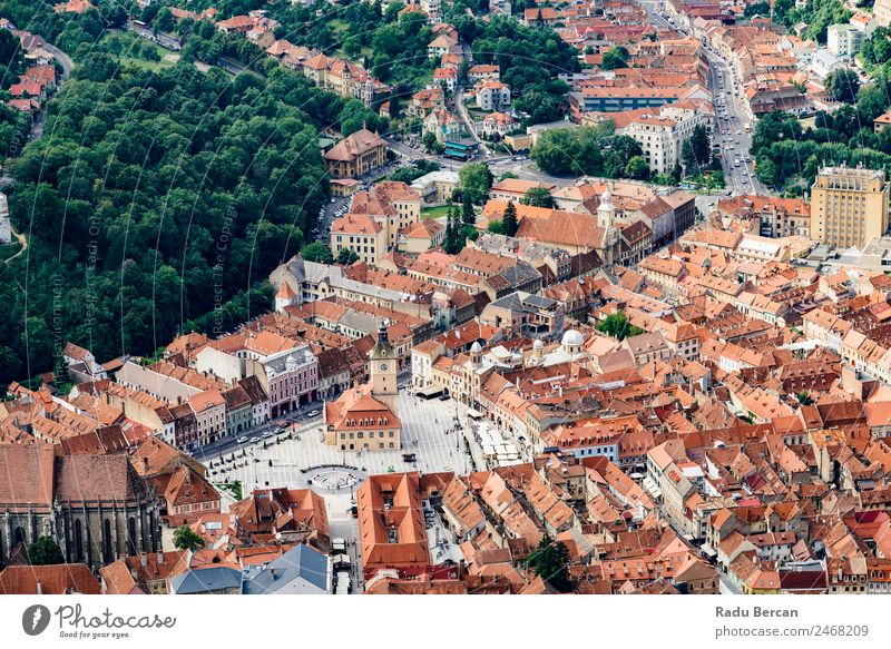 Aerial View Of Brasov City In Romania brasov Transylvania Old Vantage point Vacation & Travel Town medieval Europe Architecture Attraction Skyline Tourism