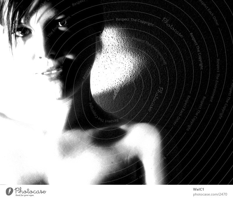 Girl bitmapped Woman Naked Eroticism Lady semi-nude Skin Black & white photo Eyes