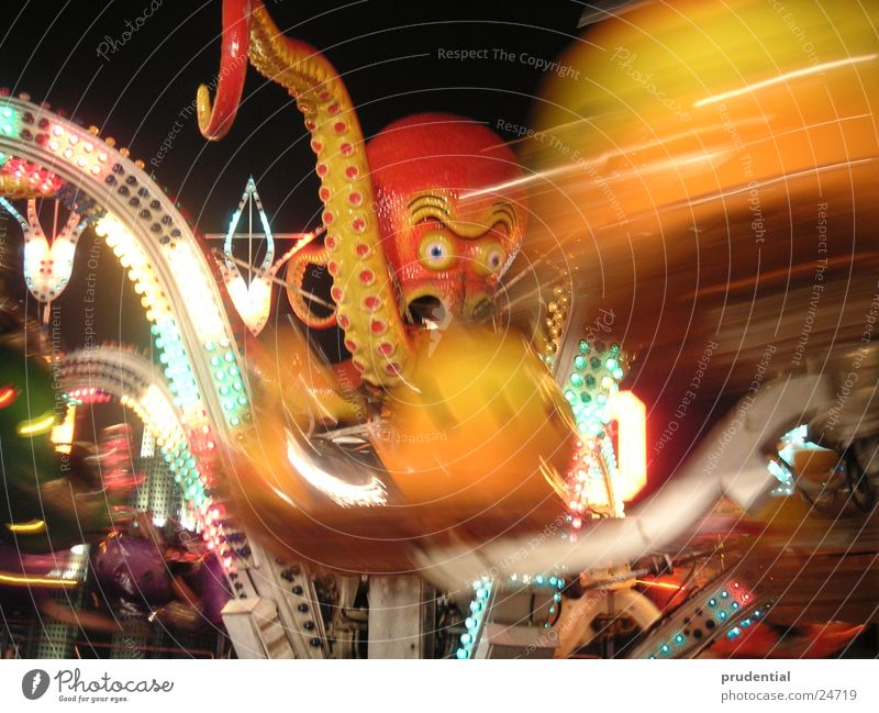 fairground 2 Fairs & Carnivals Carousel Long exposure Dark Services merry-goround roundabout octupus Light Evening