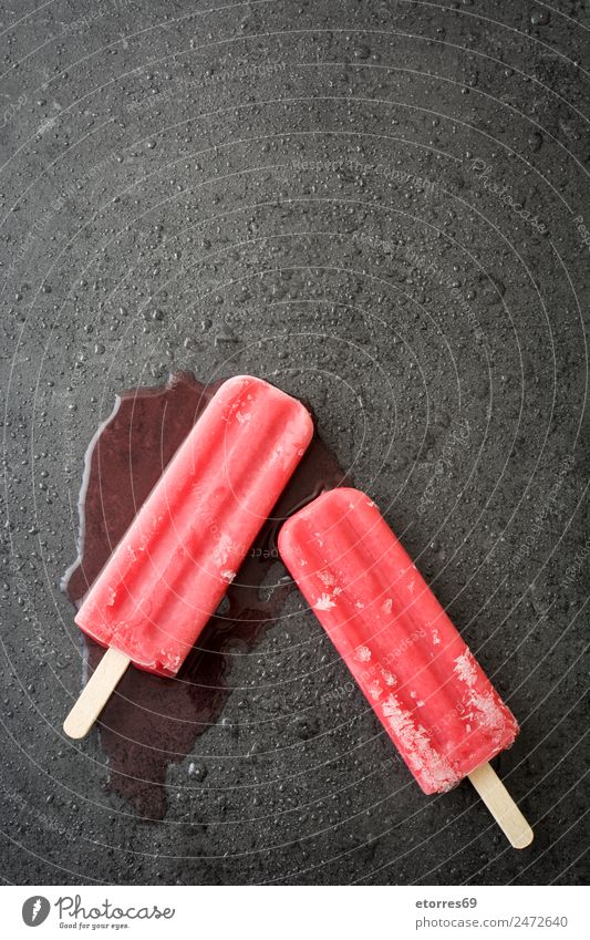 Strawberry popsicles Food Dairy Products Fruit Dessert Ice cream Candy Vacation & Travel Summer Summer vacation Cold Sweet Pink Red strawberry ice Frozen vegan