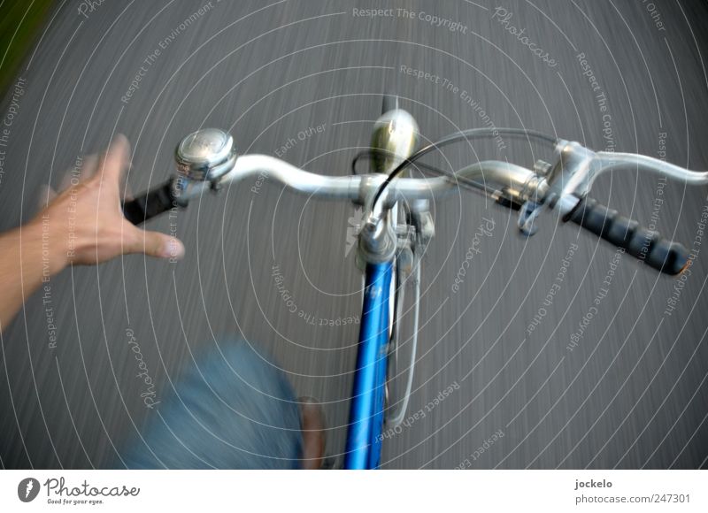One-armed Bandit Cycling Hand Street Plastic Utilize To fall Blue Enthusiasm Euphoria Colour photo Exterior shot Day Motion blur