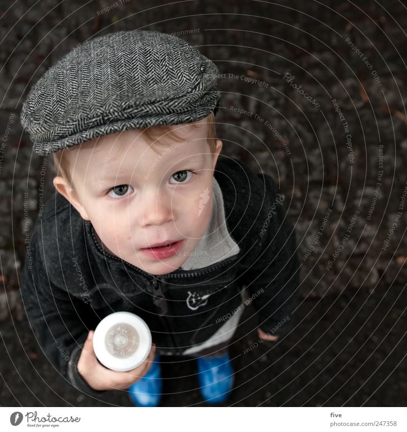 f. Human being Masculine Child Toddler Boy (child) Infancy Head 1 1 - 3 years Jacket Hat Cap Hair and hairstyles Looking Blonde Friendliness Happiness Joy Happy