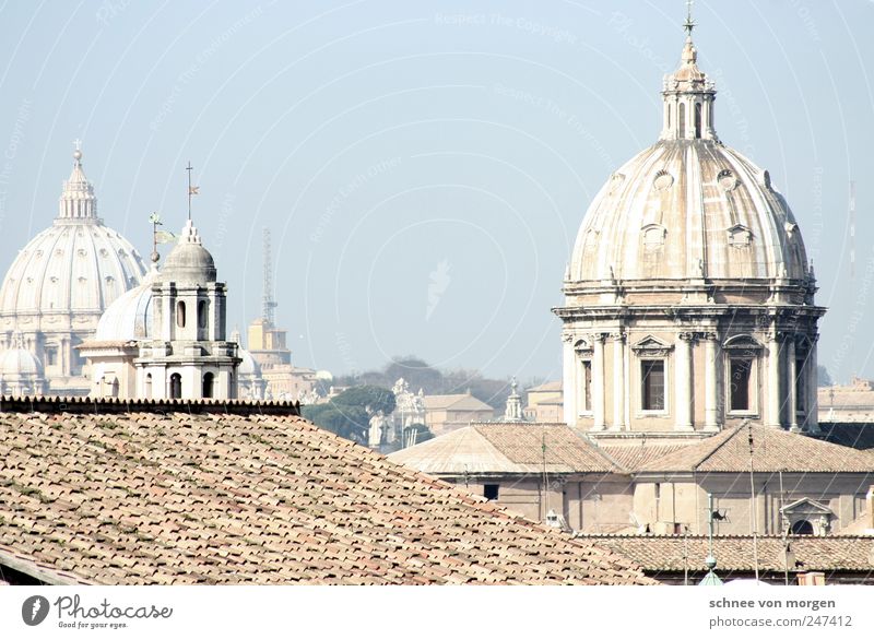 Roman Rome Italy Town Capital city Downtown Old town Skyline Architecture Tourist Attraction Crucifix Religion and faith Subdued colour Multicoloured