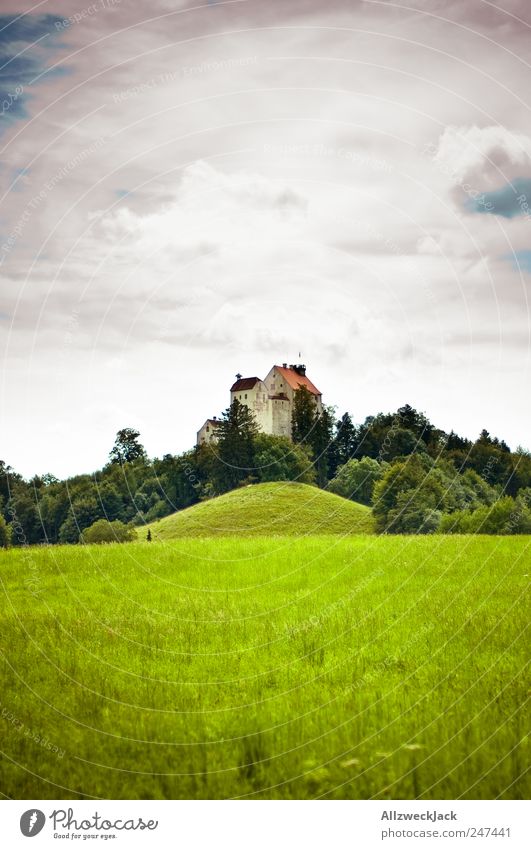 fortress Vacation & Travel Trip Sightseeing Dream house Landscape Clouds Summer Grass Field Forest Hill Tourist Attraction Wolfegg Fortress Old Esthetic