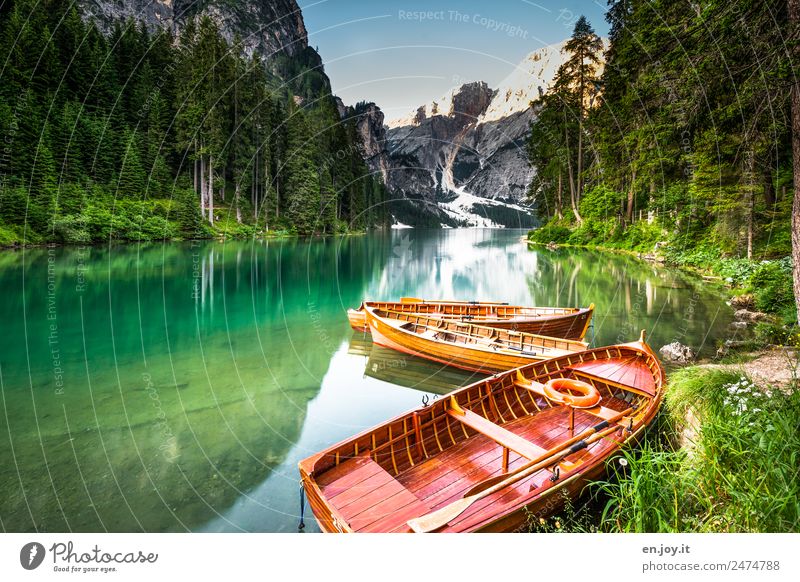 lake of fairy tales Leisure and hobbies Vacation & Travel Tourism Trip Adventure Summer Summer vacation Mountain Nature Landscape Forest Alps Dolomites Lakeside