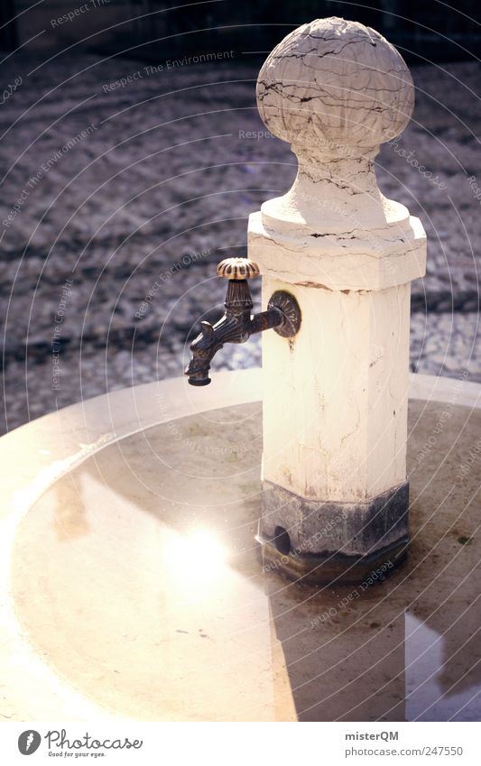 refreshment. Work of art Calm Remote Well Village square Marble Italy Detail Water Watering Hole Tap Old Historic Trend Ancient Old town Gold Glimmer Decent