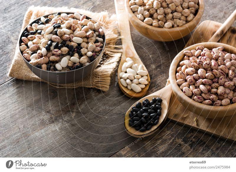 Uncooked assorted legumes Food Healthy Eating Food photograph Grain Nutrition Organic produce Vegetarian diet Diet Bowl Spoon Nature Brown White Legume Mix