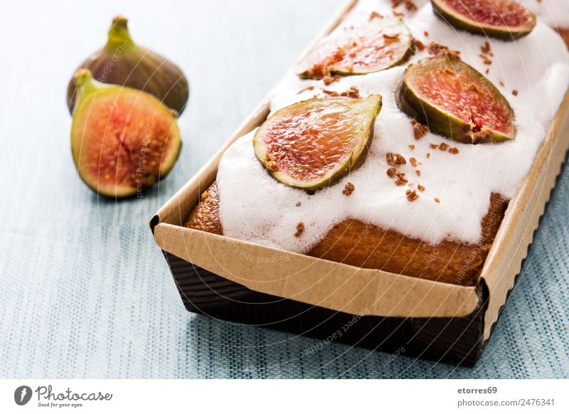 Delicious fig cake on blue background Baked goods Cake Fig Dessert Pie glazed Fruit Food Healthy Eating Food photograph Fresh antioxidant Raw Sweet Candy
