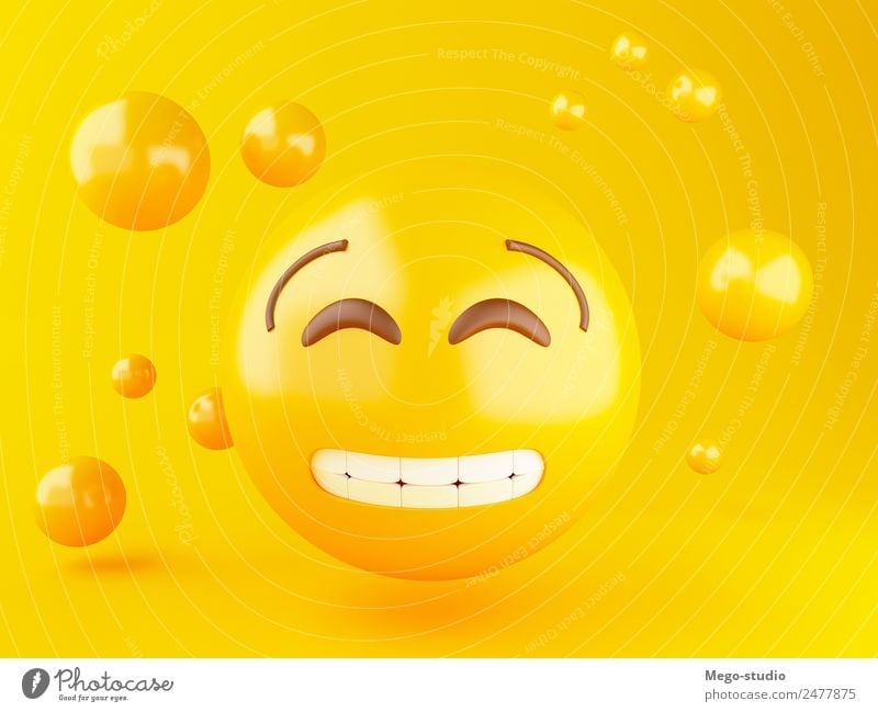 3d Emoji icons with facial expressions. Design Joy Happy Face Friendship Mouth Glittering Smiling Laughter Happiness Funny Cute Yellow Emotions Smiley