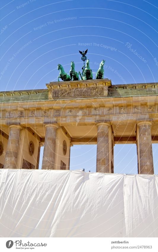 fan mile Barrier Architecture Berlin Brandenburg Gate Germany Capital city langhans Quadriga Carriage and four Seat of government Spree Spreebogen Column Fence