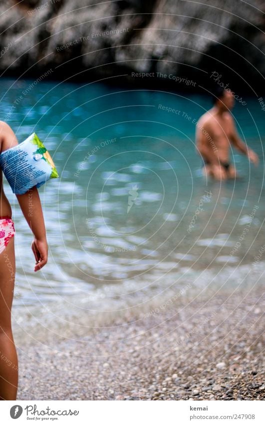 water wings Vacation & Travel Tourism Summer vacation Ocean Sa Calobra Human being Child Infancy Life Arm Hand Legs 2 3 - 8 years Nature Water Water wings Stone