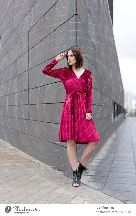 Young girl posing outdoor Lifestyle Style Beautiful Feminine Woman Adults 18 - 30 years Youth (Young adults) Street Fashion Dress Cool (slang) young Posture